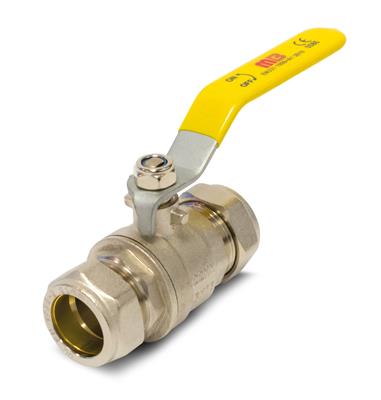 42mm LEVER BALL VALVE YELLOW GAS