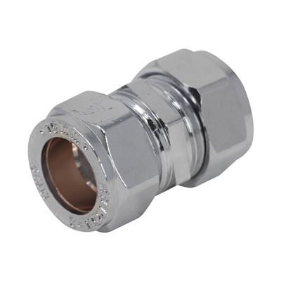 CHROME COMPRESSION 28mm STRAIGHT COUPLINGS