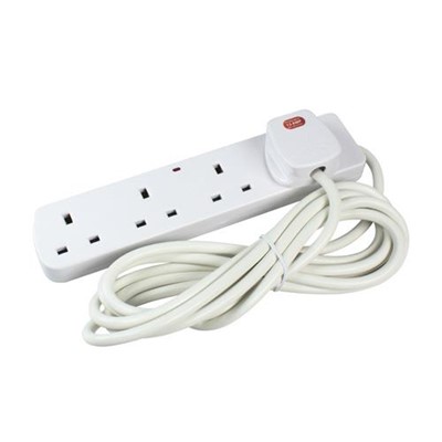 EXTENSION LEAD 4 GANG 13AMP WITH NEON LIGHT AND 5 METRE CABLE