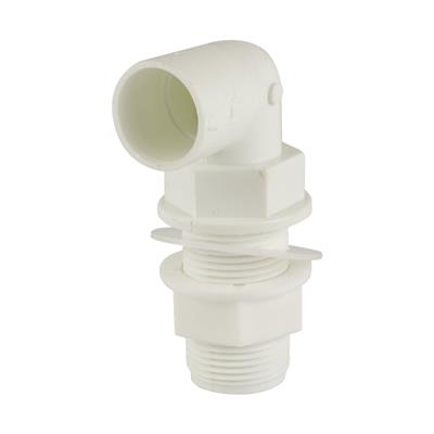 OVERFLOW SOLVENT WELD BENT TANK CONNECTOR WHITE