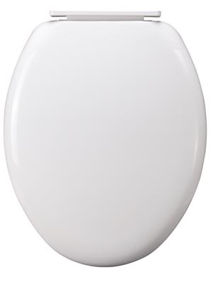 SOFT CLOSE TOILET SEAT WHITE WITH PLASTIC HINGES -MIN QTY 10-